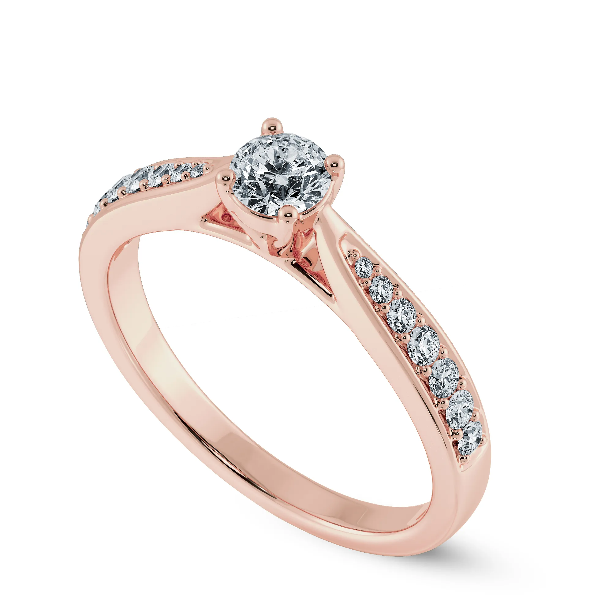 1-Carat Solitaire Diamond Shank 18K Rose Gold Ring JL AU 1286R-C