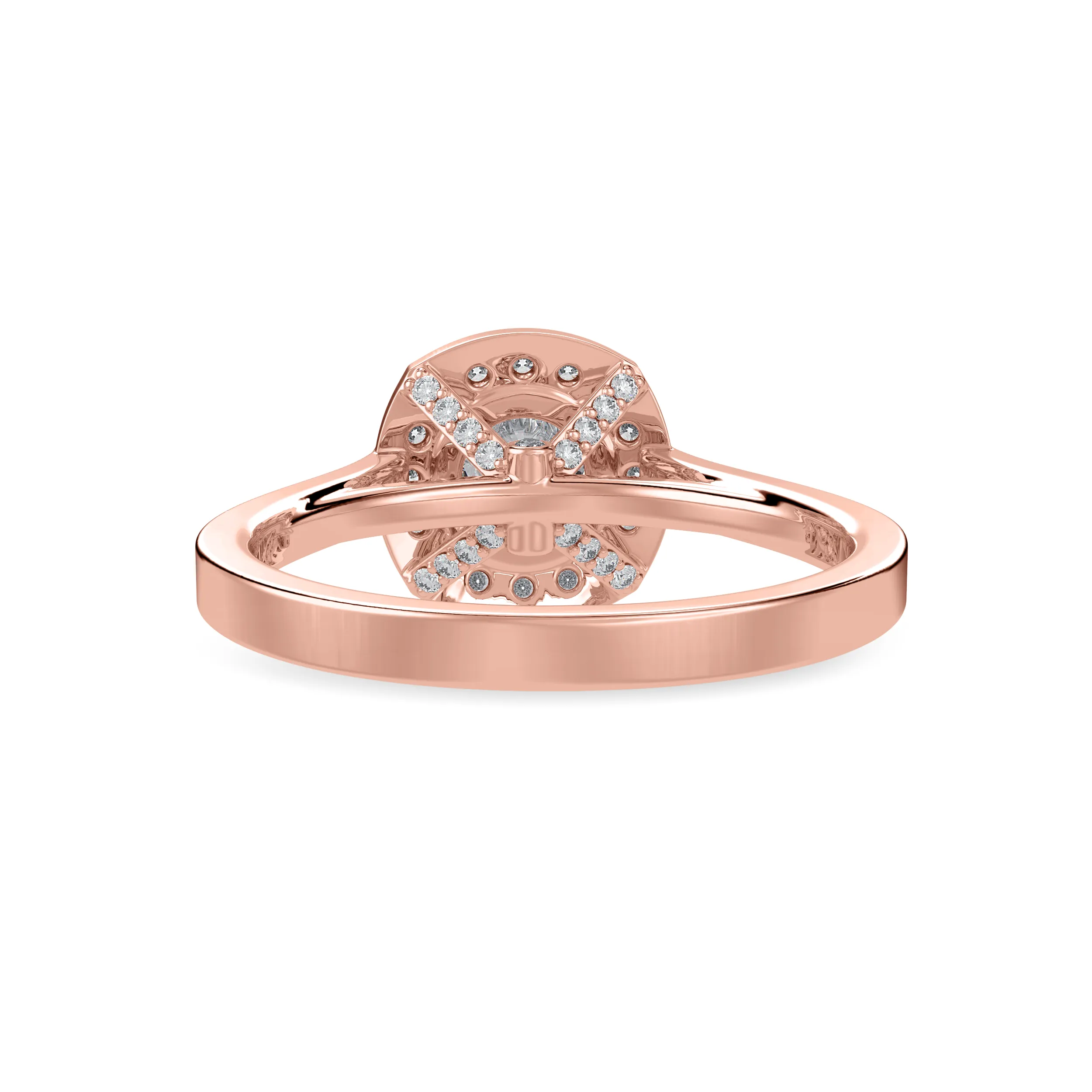 1-Carat Solitaire Halo Diamond Shank 18K Rose Gold Ring JL AU 1332R-C