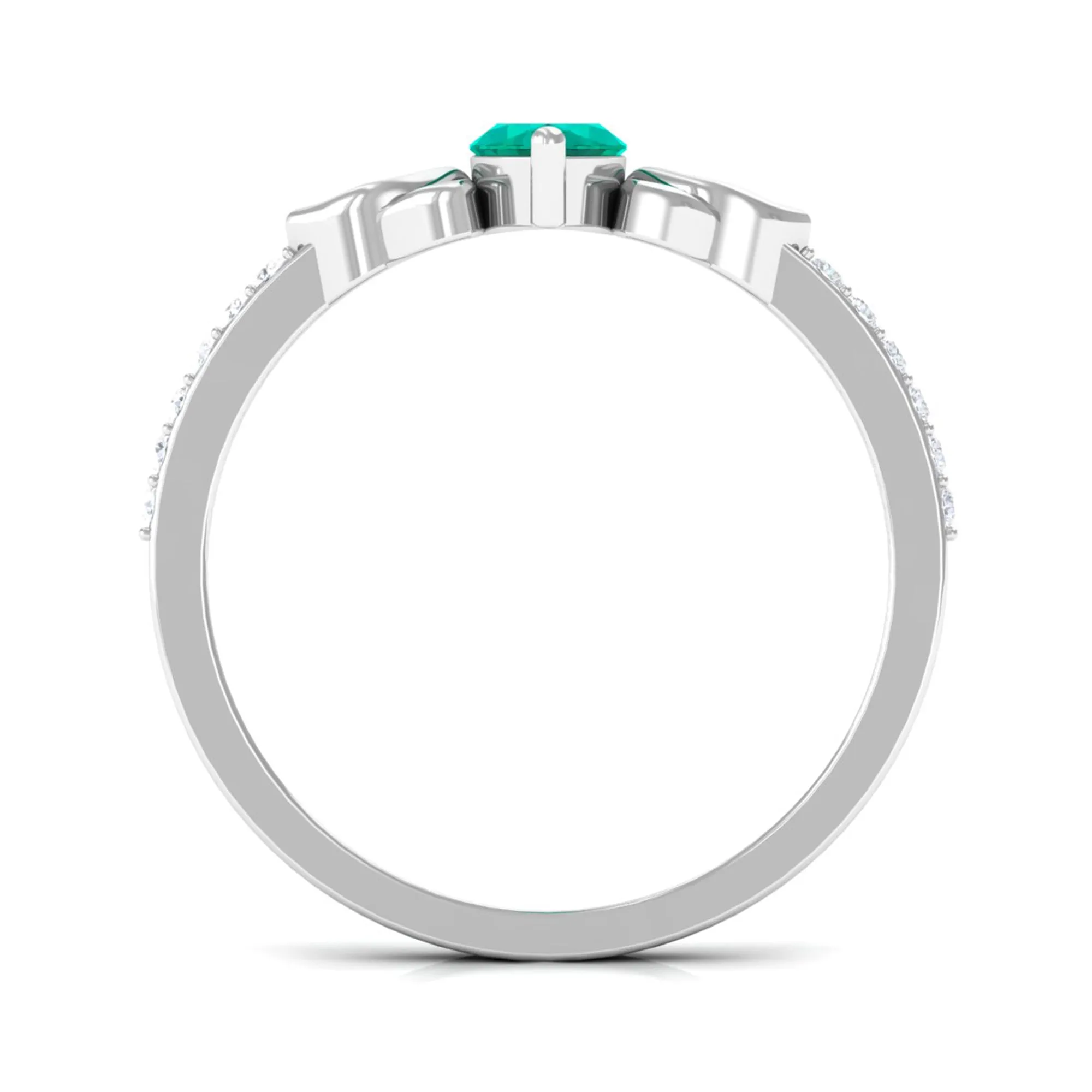 1 CT Marquise Emerald Solitaire Celtic Knot Ring with Diamond