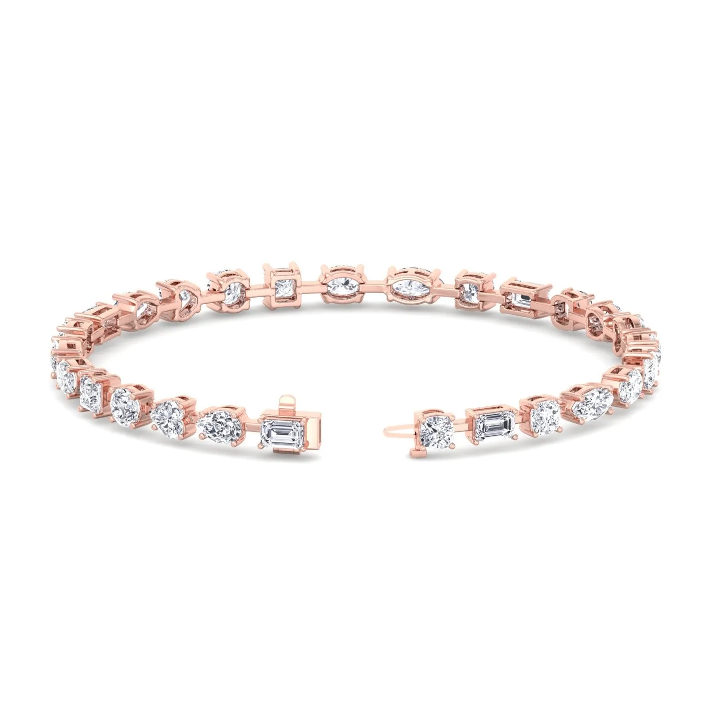 10.50CT T.W Multi Shape Natural Diamond Tennis Bracelet 18K Solid Gold
