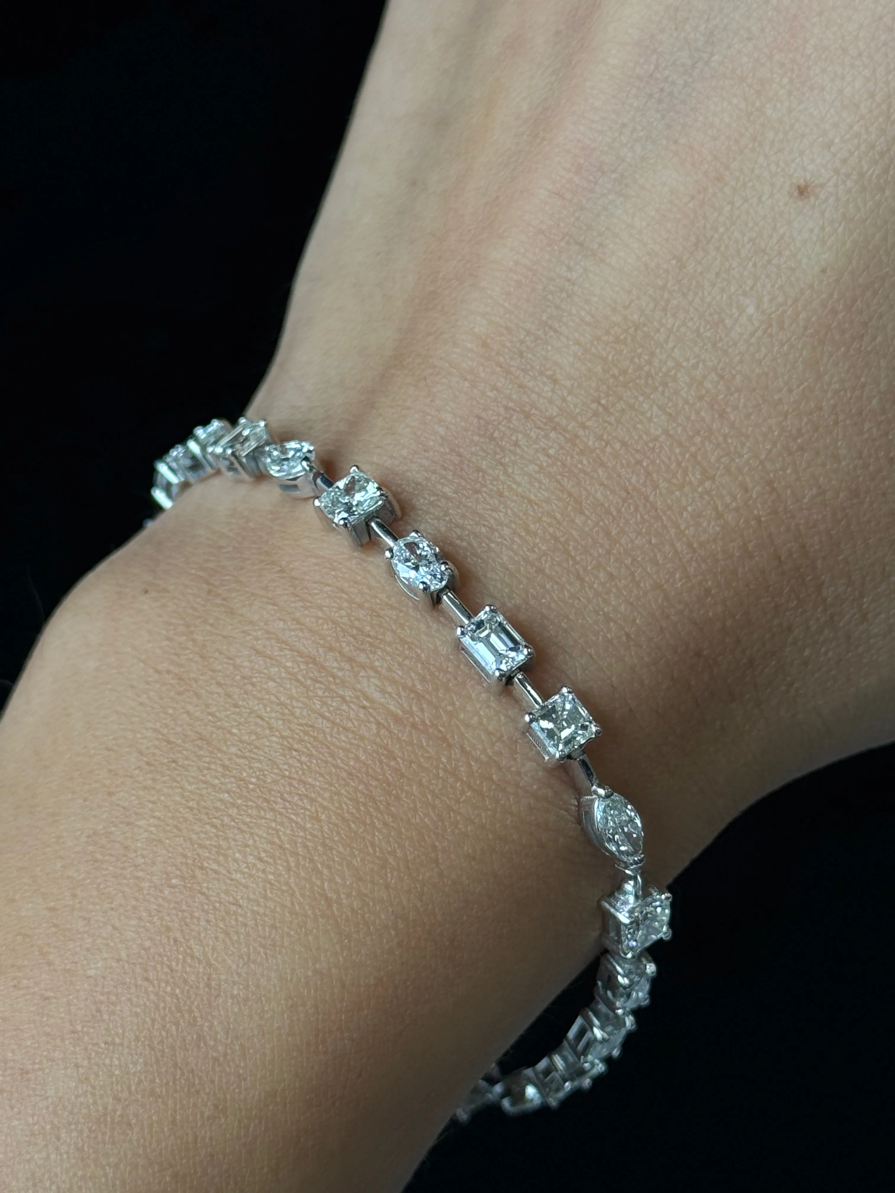 10.50CT T.W Multi Shape Natural Diamond Tennis Bracelet 18K Solid Gold