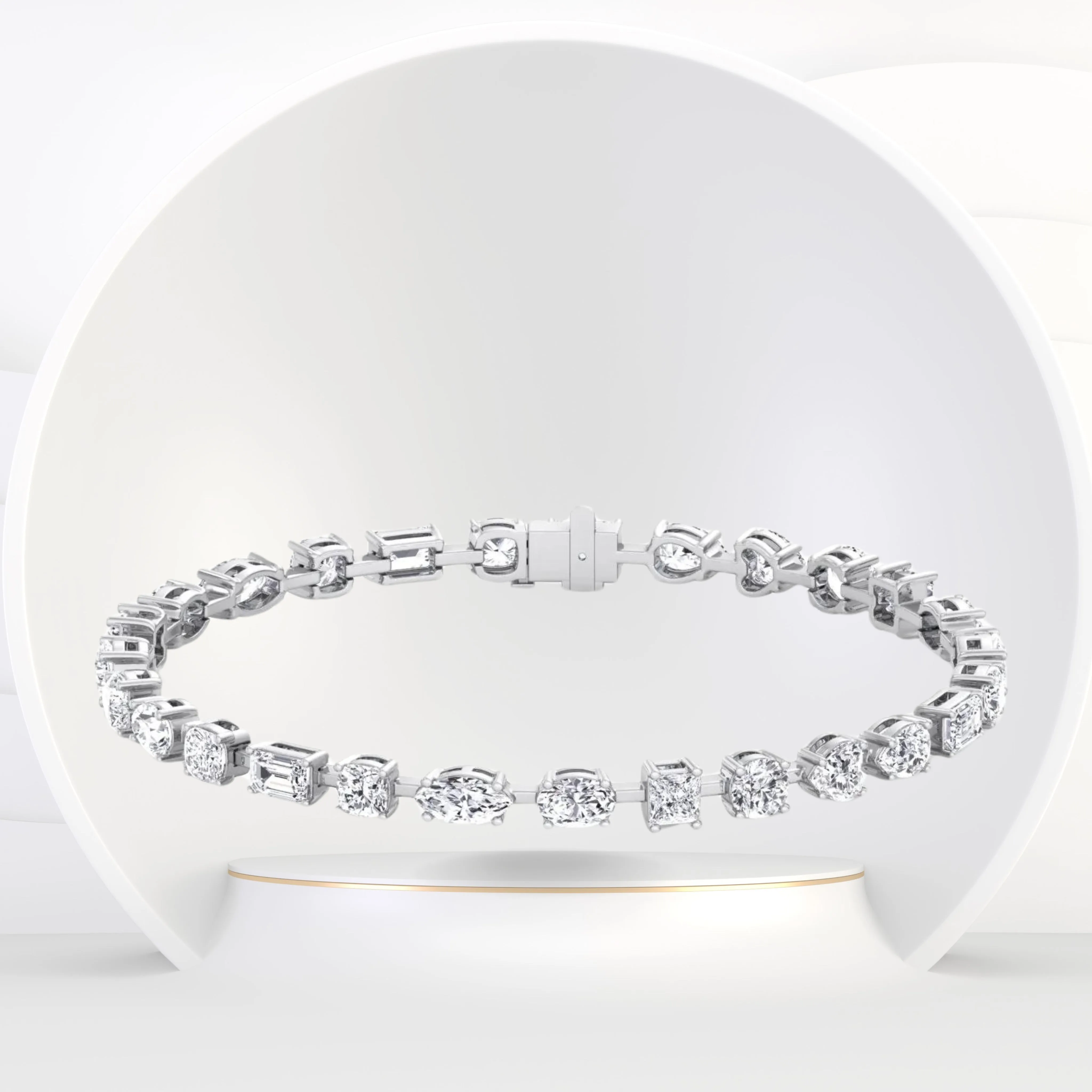 10.50CT T.W Multi Shape Natural Diamond Tennis Bracelet 18K Solid Gold