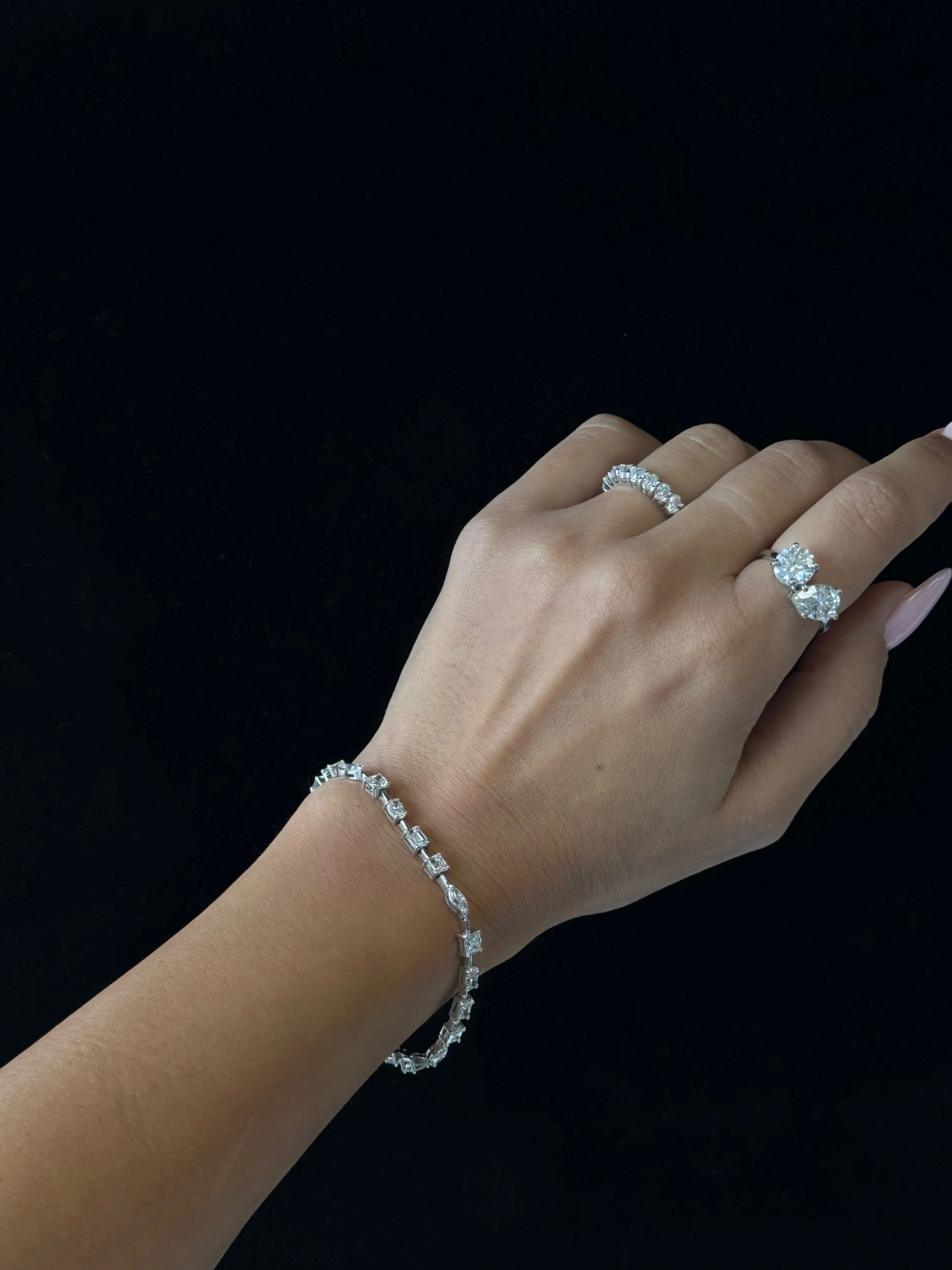 10.50CT T.W Multi Shape Natural Diamond Tennis Bracelet 18K Solid Gold
