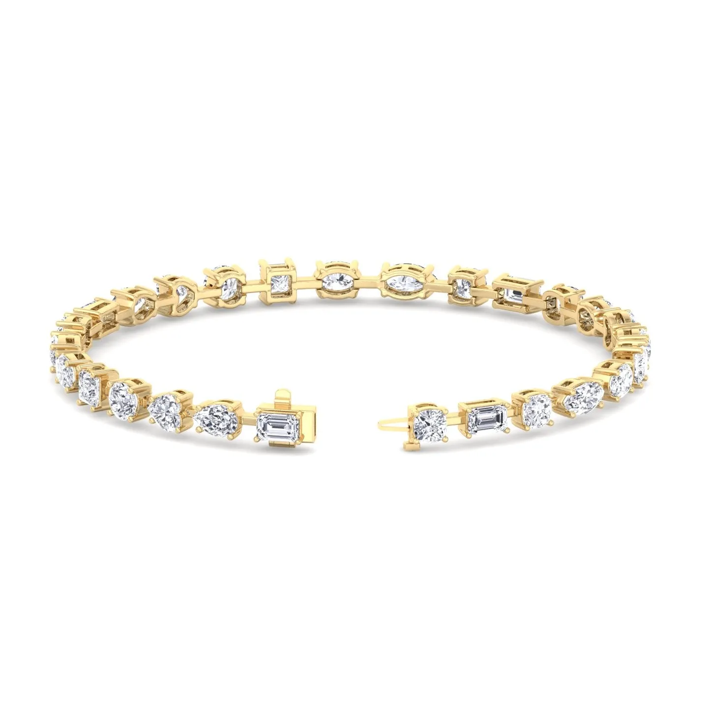 10.50CT T.W Multi Shape Natural Diamond Tennis Bracelet 18K Solid Gold
