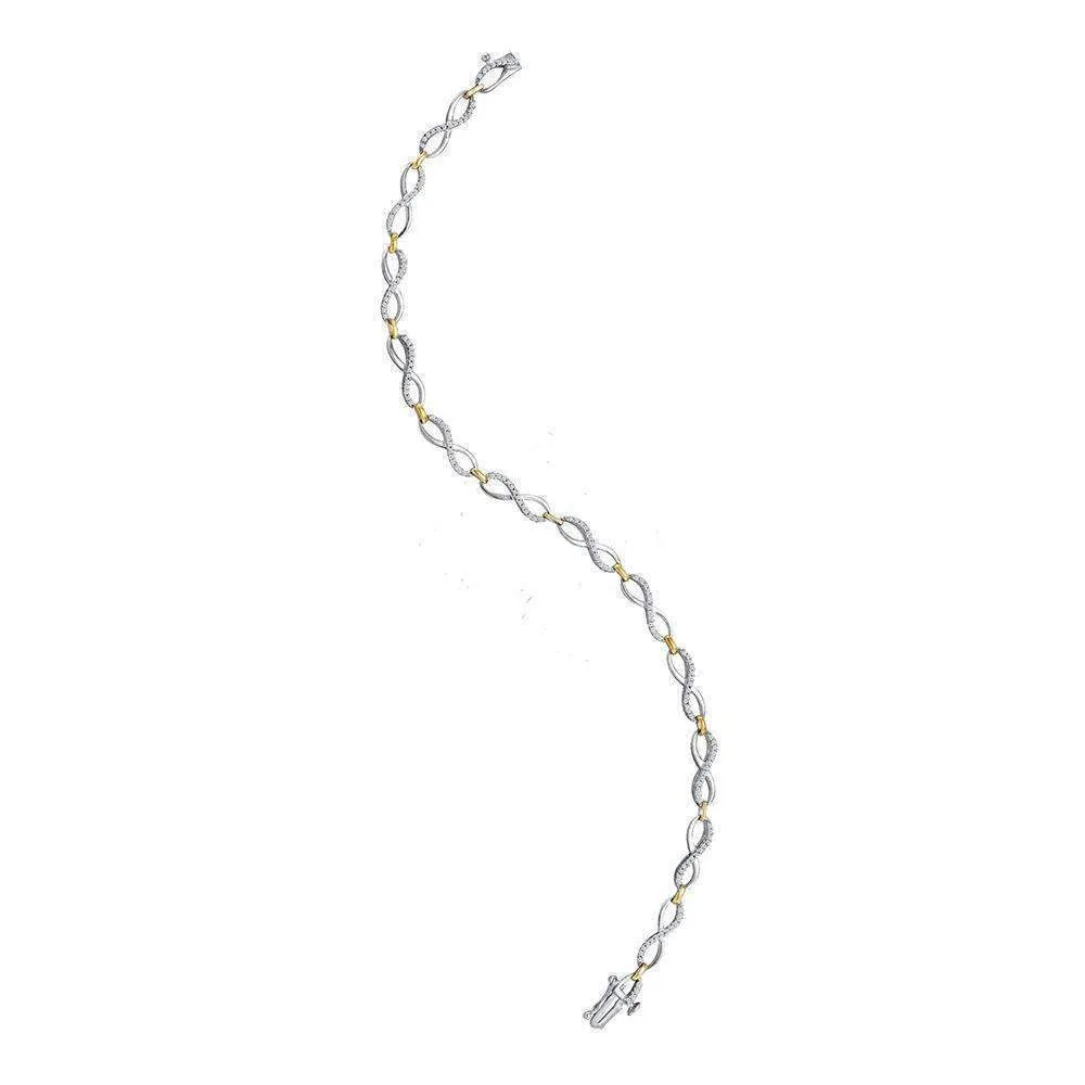 10k 2-tone Gold Women's Diamond Infinity Tennis Bracelet - FREE Shipping (US/CA)