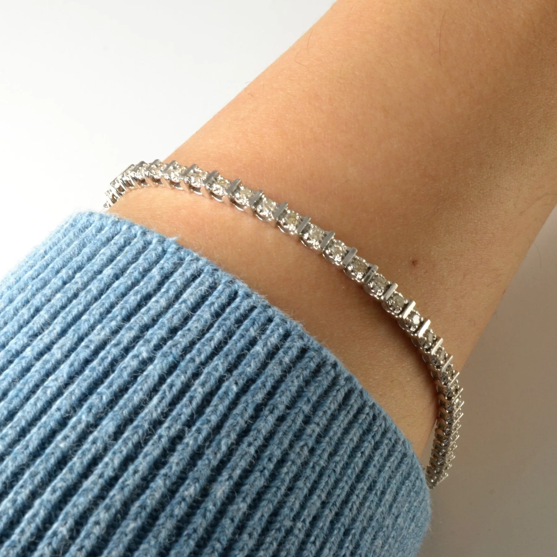 10k White Gold Diamond Tennis Bracelet | 1.00ctw | 8" |