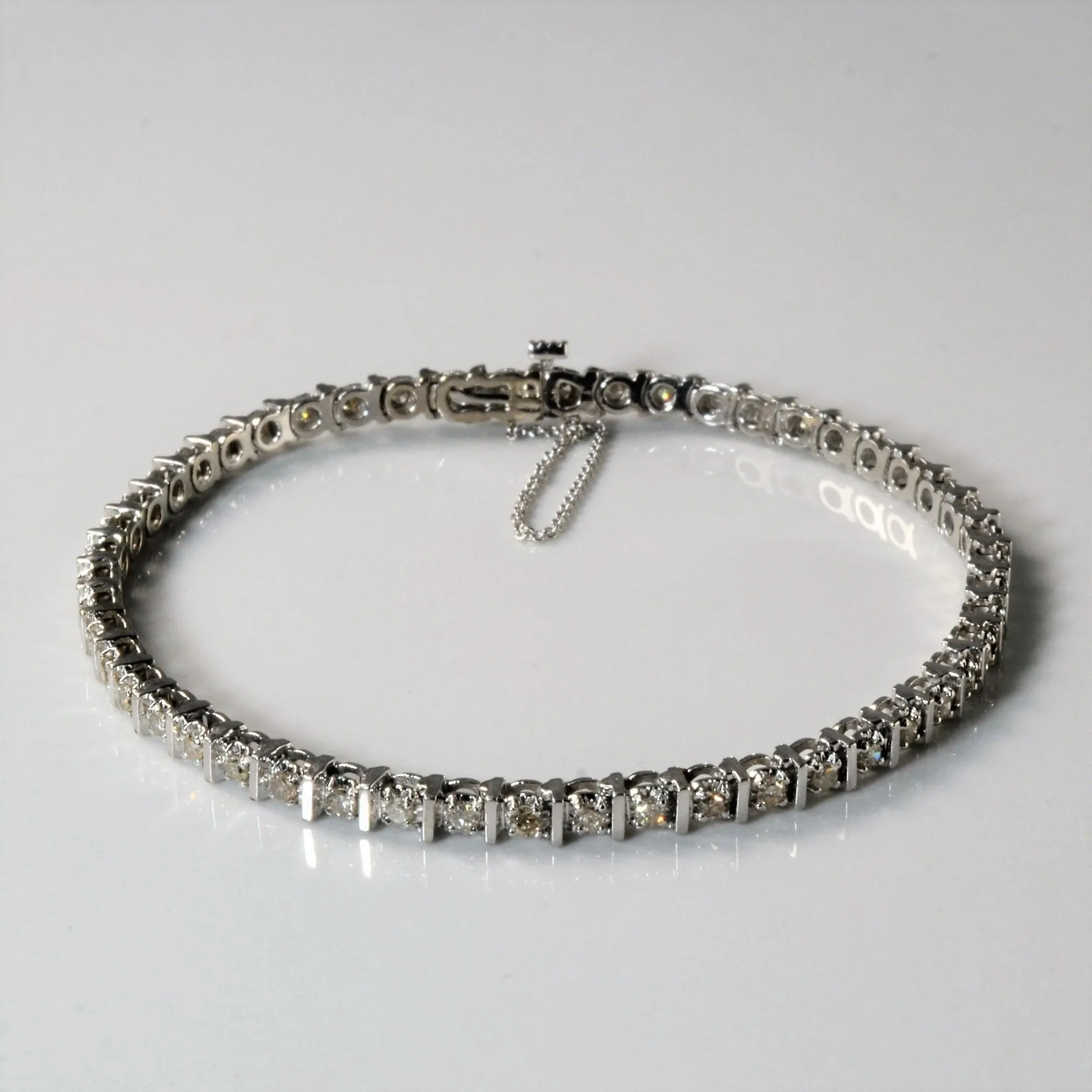 10k White Gold Diamond Tennis Bracelet | 1.00ctw | 8" |