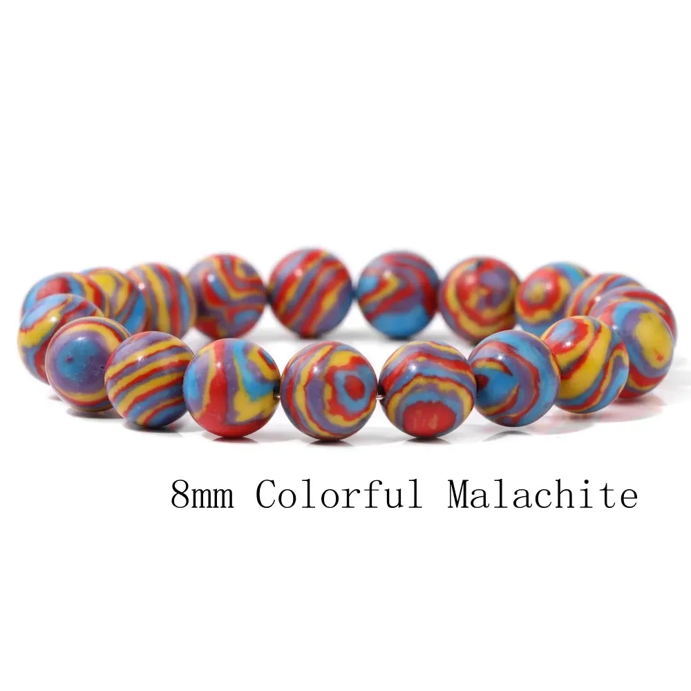 10mm Blue Malachite Beads Bracelets For Women Men Handmade