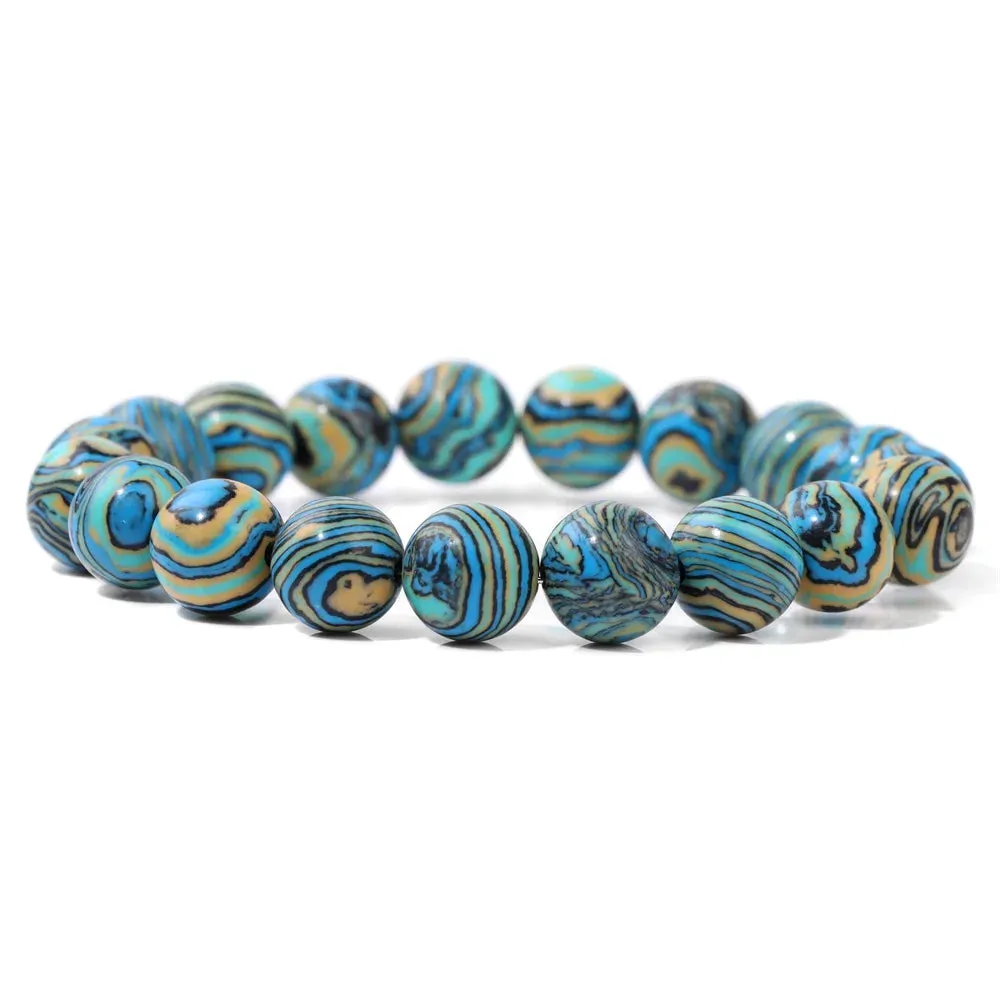 10mm Blue Malachite Beads Bracelets For Women Men Handmade