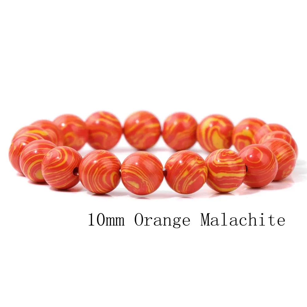 10mm Blue Malachite Beads Bracelets For Women Men Handmade
