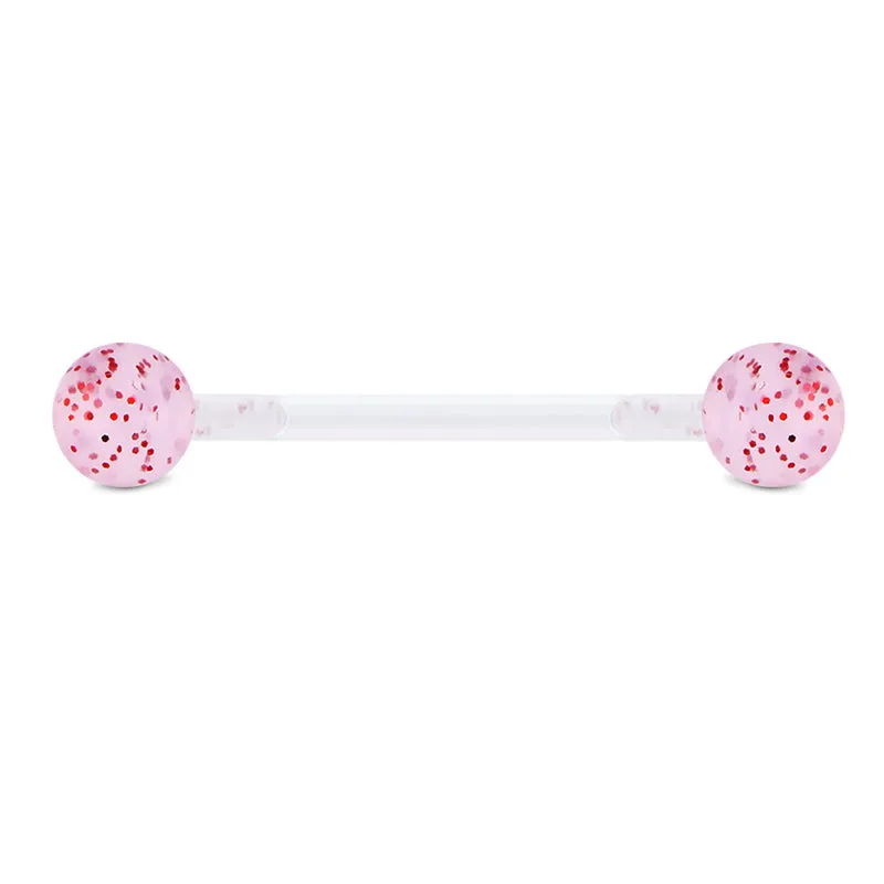 14gauge Plastic Tongue Rings Glitter Push Bar 16mm