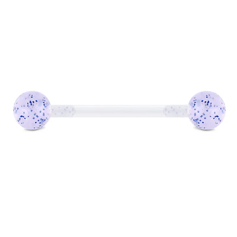 14gauge Plastic Tongue Rings Glitter Push Bar 16mm