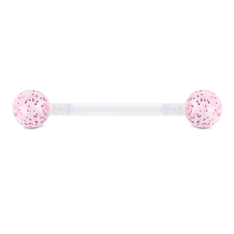 14gauge Plastic Tongue Rings Glitter Push Bar 16mm