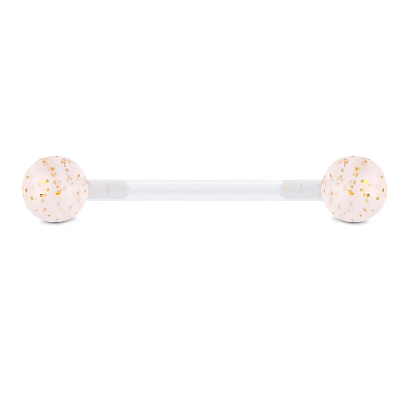 14gauge Plastic Tongue Rings Glitter Push Bar 16mm
