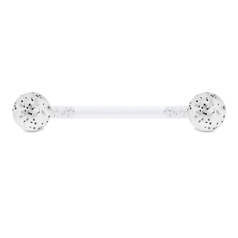 14gauge Plastic Tongue Rings Glitter Push Bar 16mm