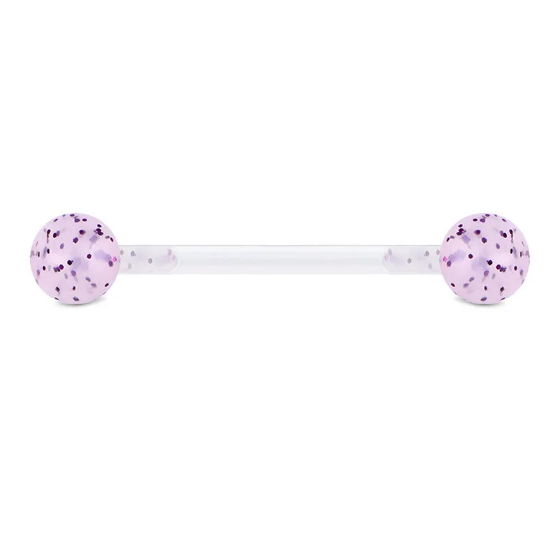 14gauge Plastic Tongue Rings Glitter Push Bar 16mm