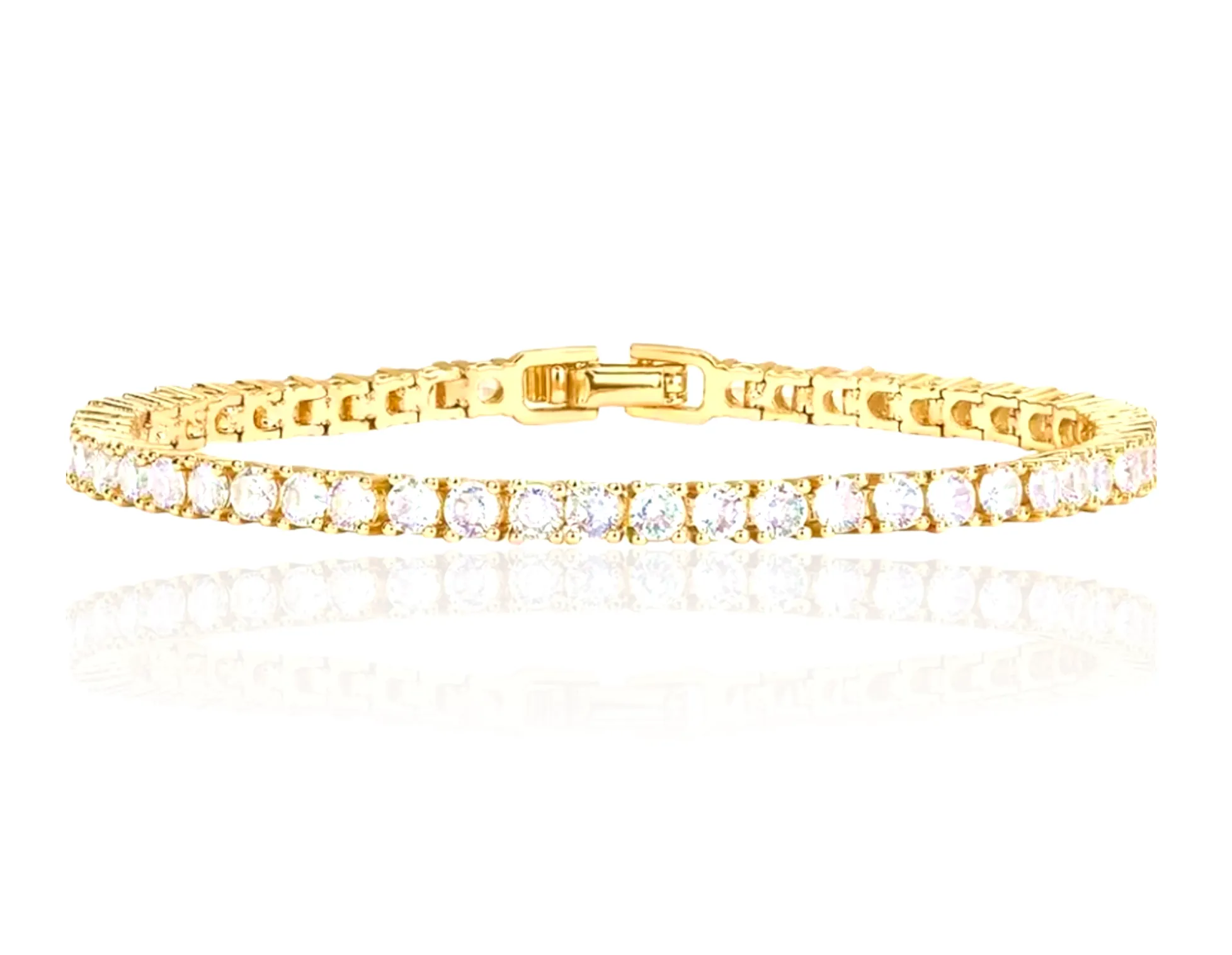 14K Gold Plated Classic Tennis Bracelet Cubic Zirconia Gold Bracelets for Women Pulsera Esclava Oro Laminado  Para Mujer