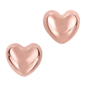 14k Gold Shiny Puff Heart Shape Stud Earrings 7 x 8mm