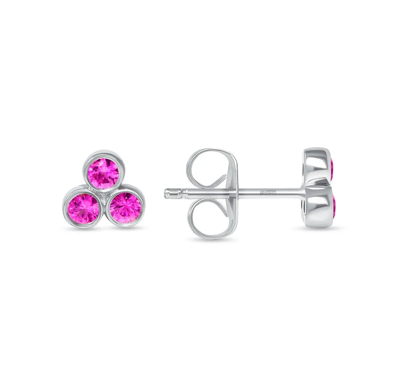 14K Gold Trio Pink Sapphire Stud Earrings