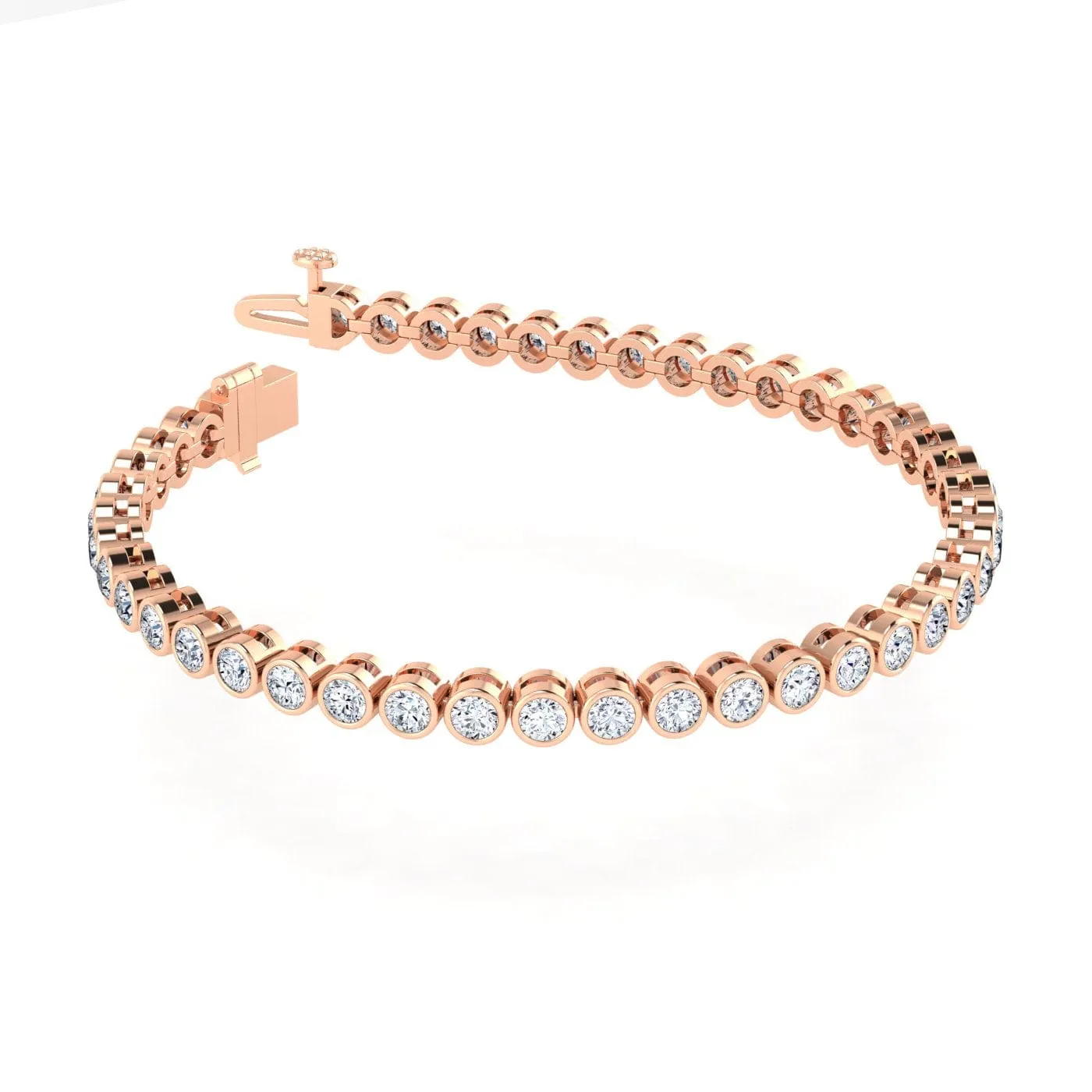 14K or 18K Gold Diamond Tennis Bracelet 2 ct bezel set, Lab Grown