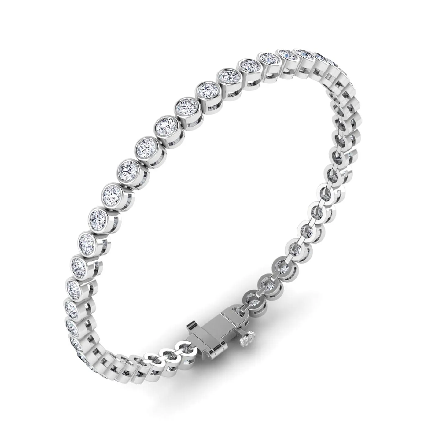 14K or 18K Gold Diamond Tennis Bracelet 2 ct bezel set, Lab Grown