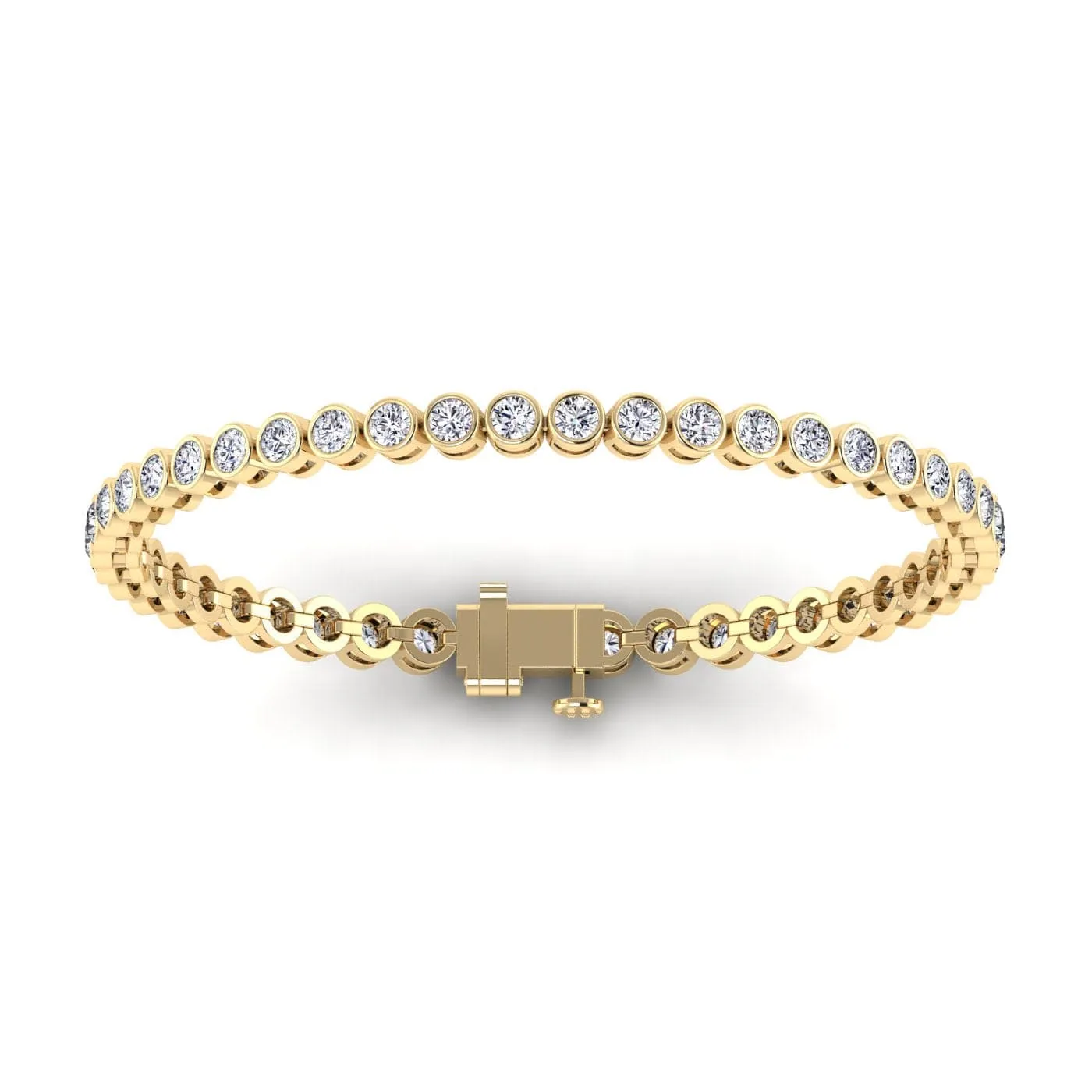 14K or 18K Gold Diamond Tennis Bracelet 2 ct bezel set, Lab Grown
