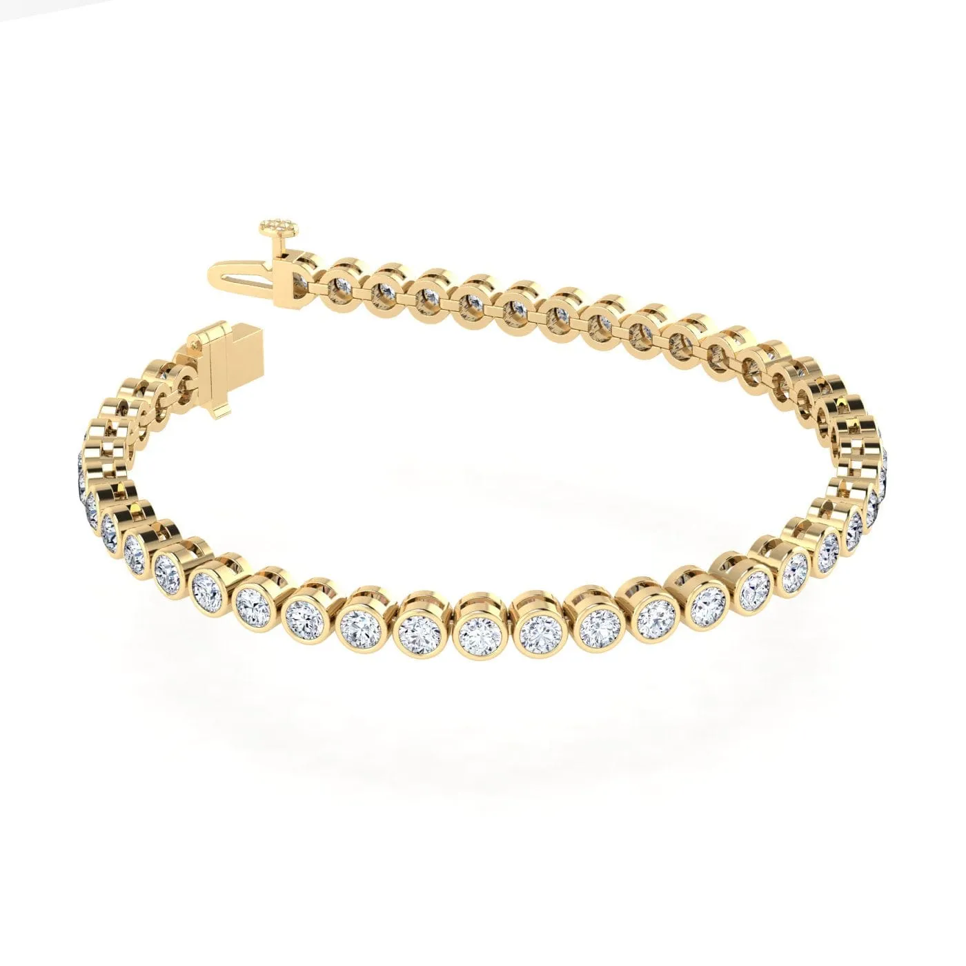 14K or 18K Gold Diamond Tennis Bracelet 2 ct bezel set, Lab Grown