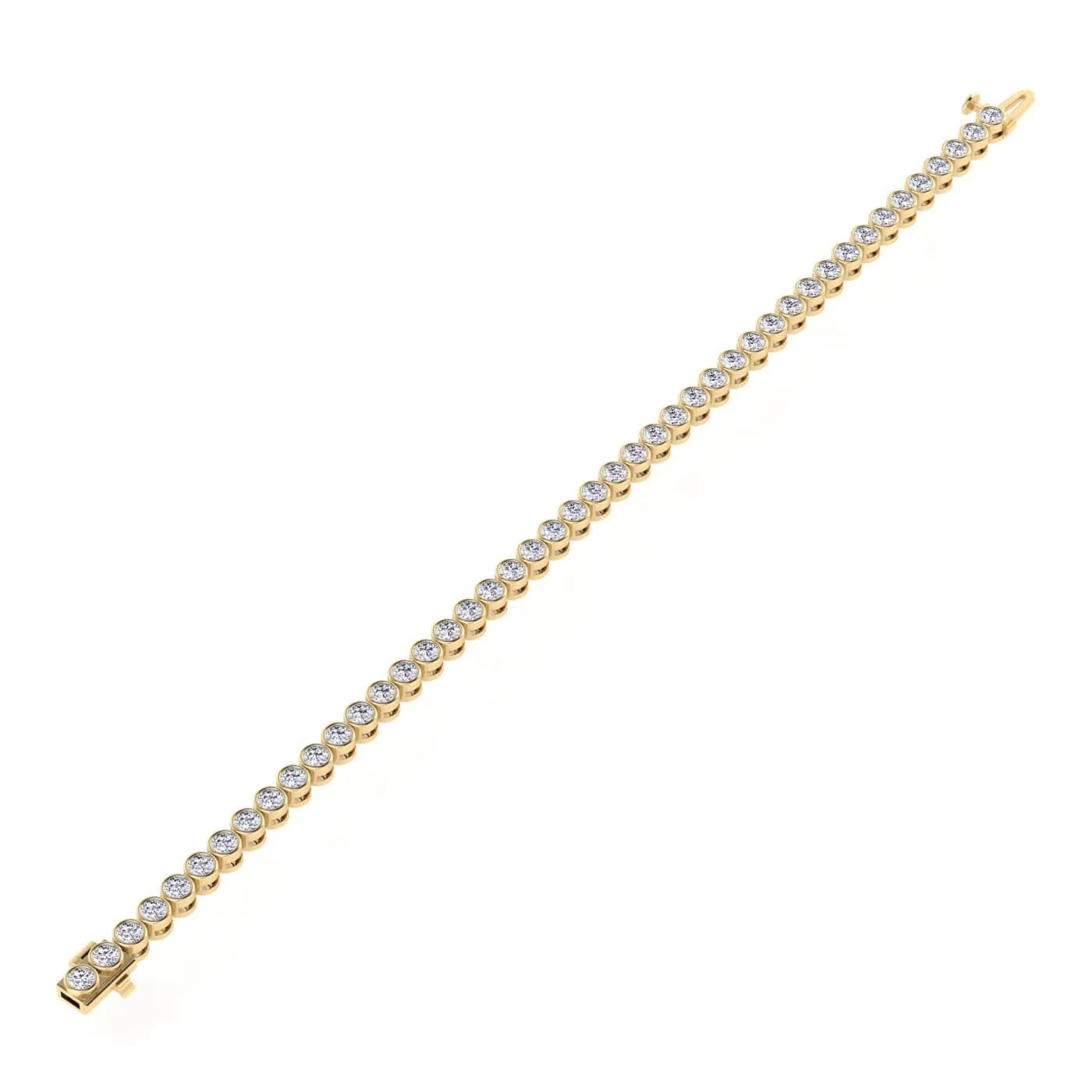 14K or 18K Gold Diamond Tennis Bracelet 2 ct bezel set, Lab Grown