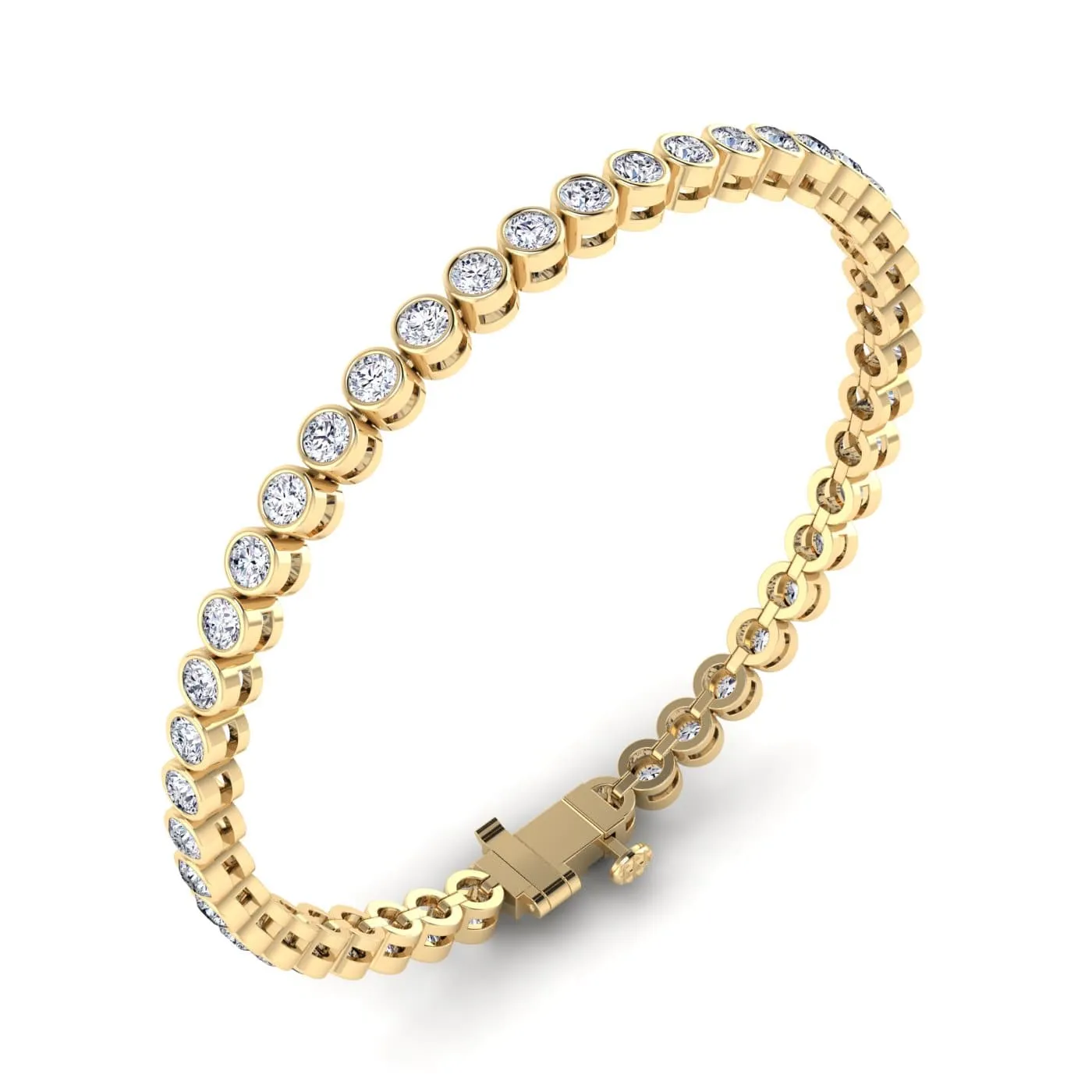 14K or 18K Gold Diamond Tennis Bracelet 2 ct bezel set, Lab Grown