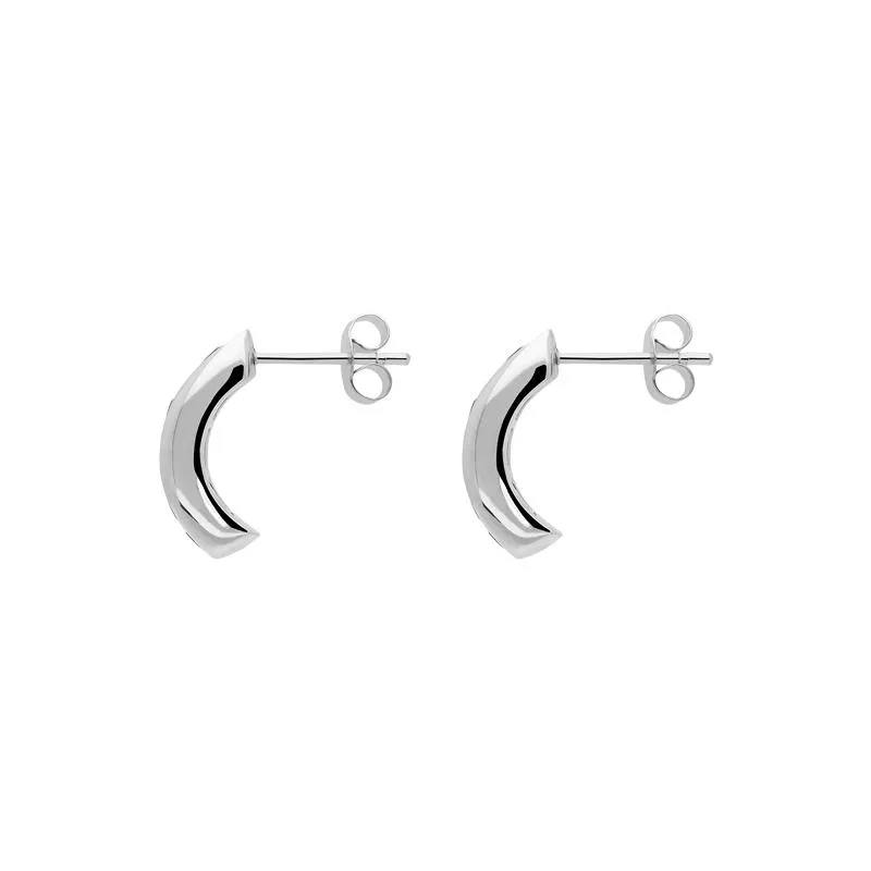 18ct White Gold Rainbow Sapphire Princess Cut Curved Stud Earrings