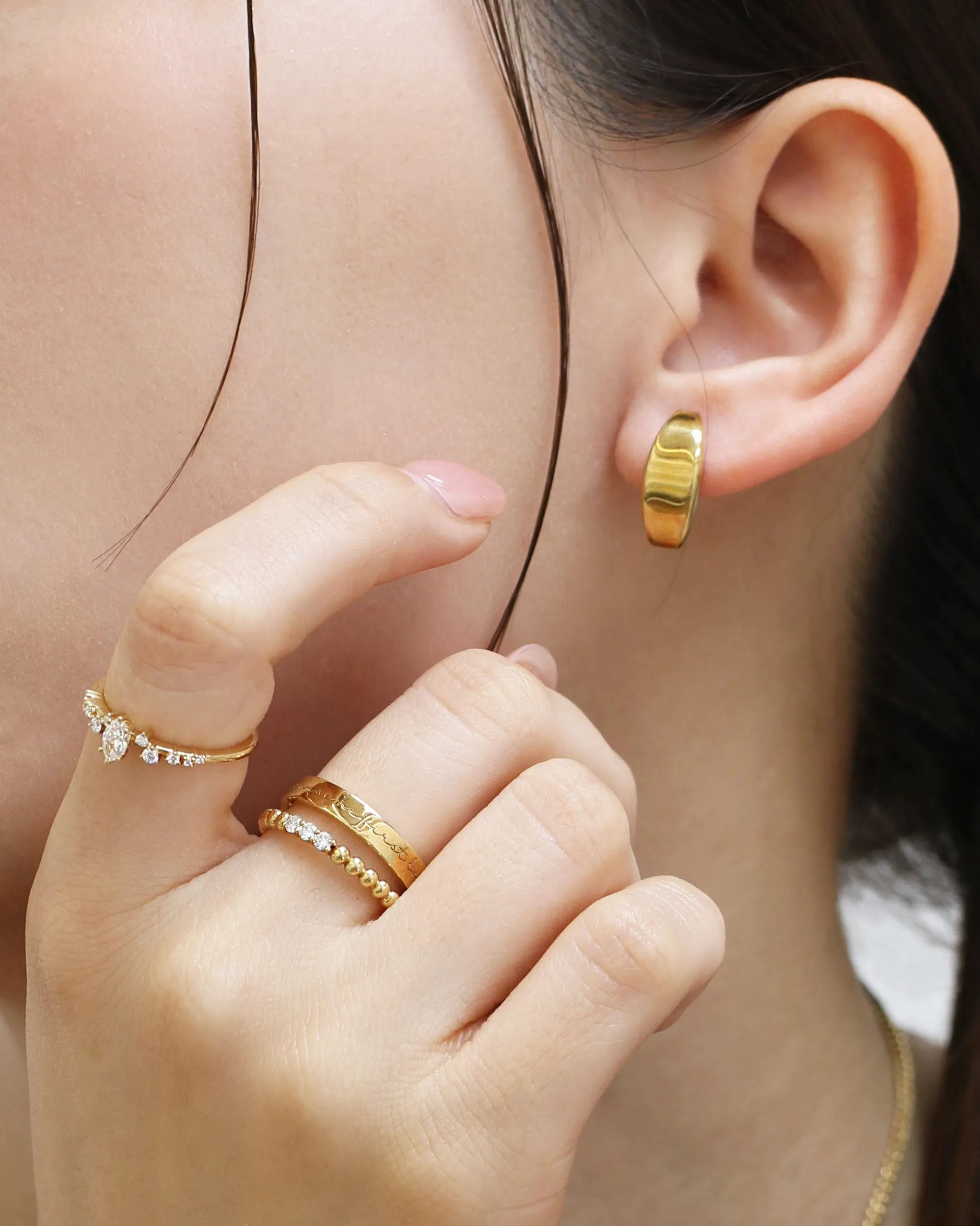 18k Yellow Gold Bold Hoop Earrings, Pair