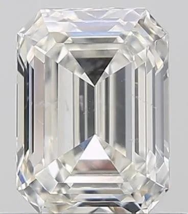 18K Yellow Gold Emerald Cut Solitaire Ring With Side Baguettes 0.90 CTW- G/Si1