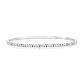 2.00 Carat Round Diamond Flexible Bangle in 14K White Gold