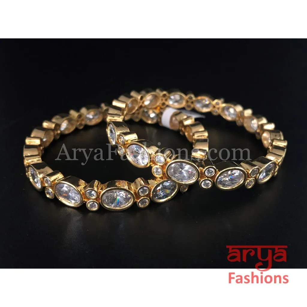 2.4, 2.6 Golden CZ Stones Bangles