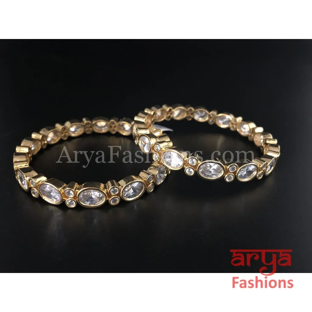 2.4, 2.6 Golden CZ Stones Bangles