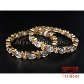2.4, 2.6 Golden CZ Stones Bangles
