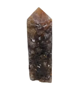 241G Golden Titanium Quartz Crystal Tower