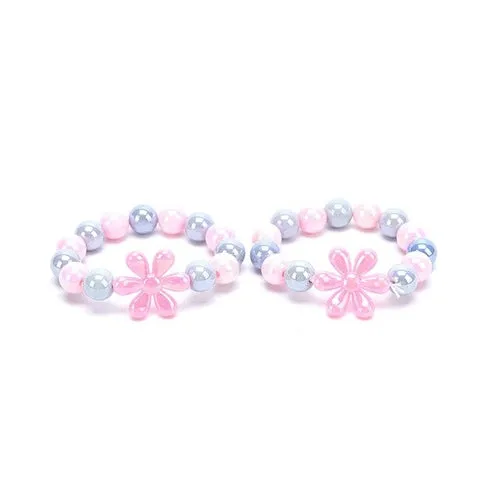 2pcs Cute Flower Beads Bracelet For Baby Girls Adjustable Rope