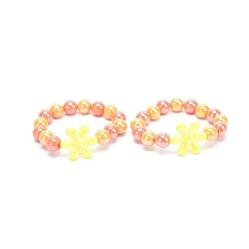 2pcs Cute Flower Beads Bracelet For Baby Girls Adjustable Rope