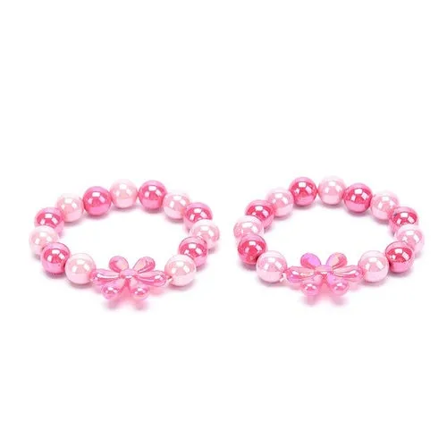 2pcs Cute Flower Beads Bracelet For Baby Girls Adjustable Rope