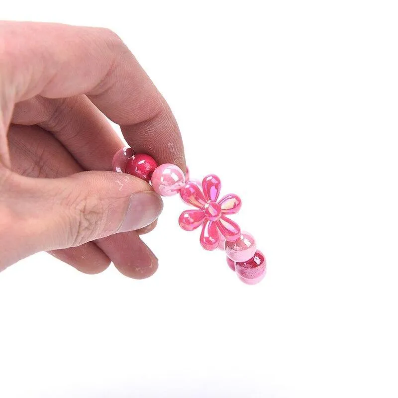 2pcs Cute Flower Beads Bracelet For Baby Girls Adjustable Rope