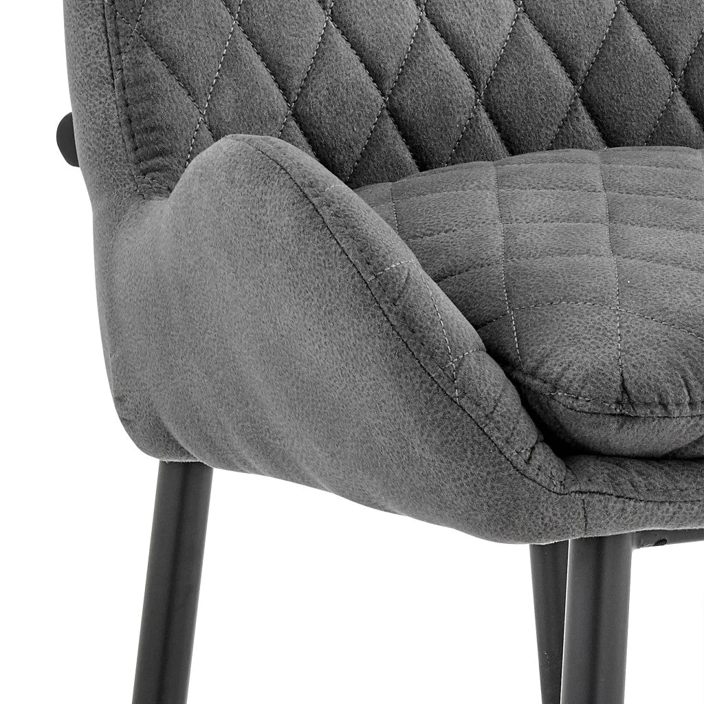 43" Charcoal Microfiber and Black Iron Bar Height Chair By Homeroots