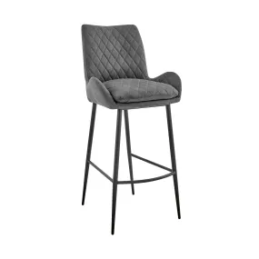 43" Charcoal Microfiber and Black Iron Bar Height Chair By Homeroots