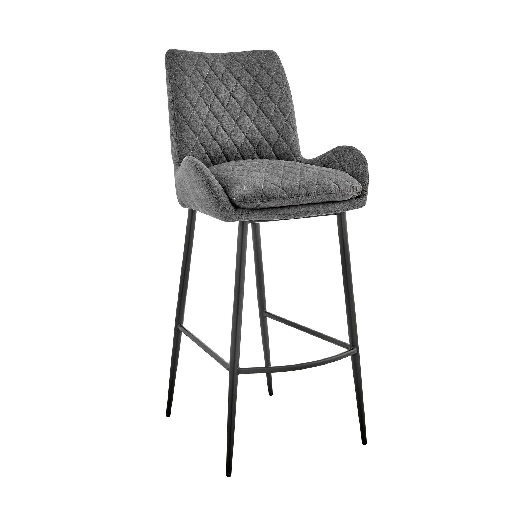 43" Charcoal Microfiber and Black Iron Bar Height Chair By Homeroots