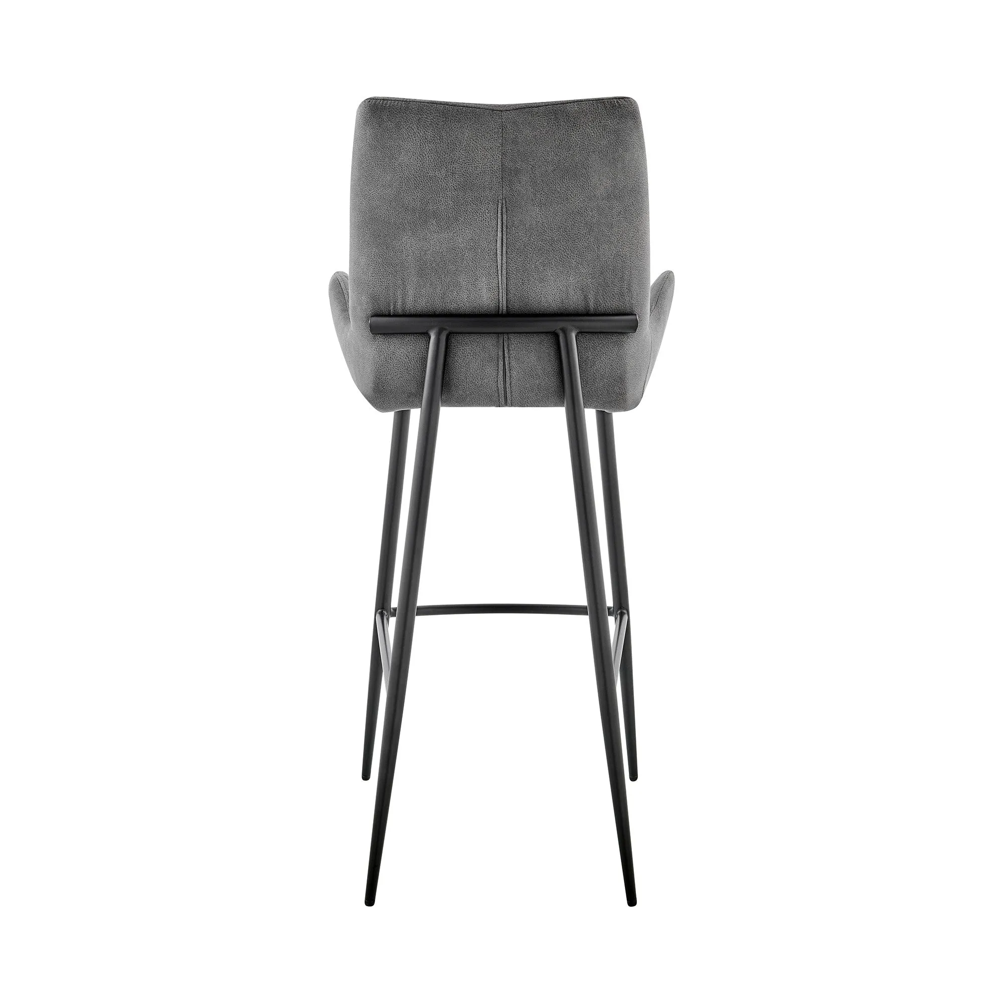 43" Charcoal Microfiber and Black Iron Bar Height Chair By Homeroots