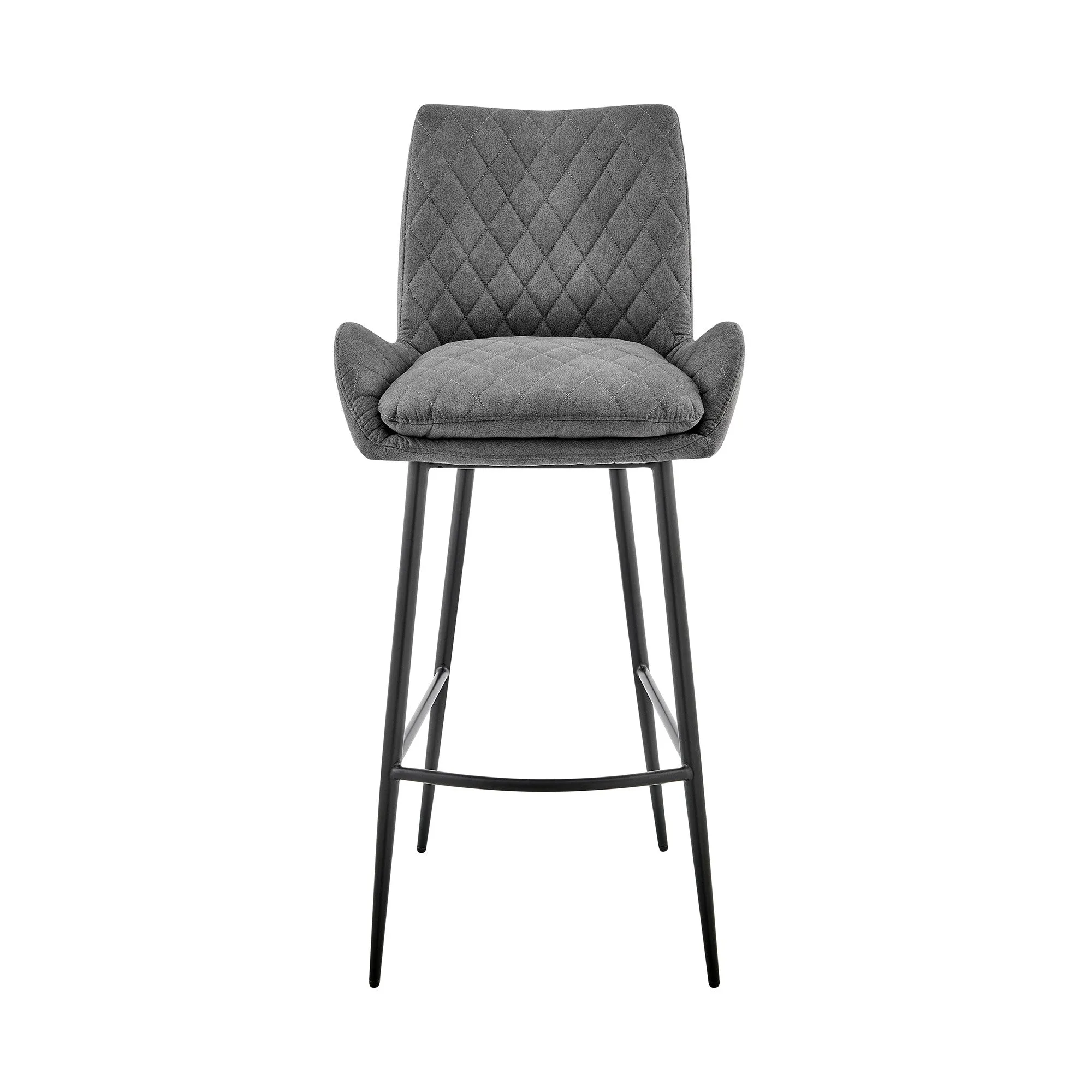 43" Charcoal Microfiber and Black Iron Bar Height Chair By Homeroots