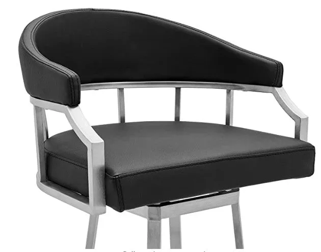 43" Vintage Black Faux Leather And Iron Low Back Bar Height Chair By Homeroots