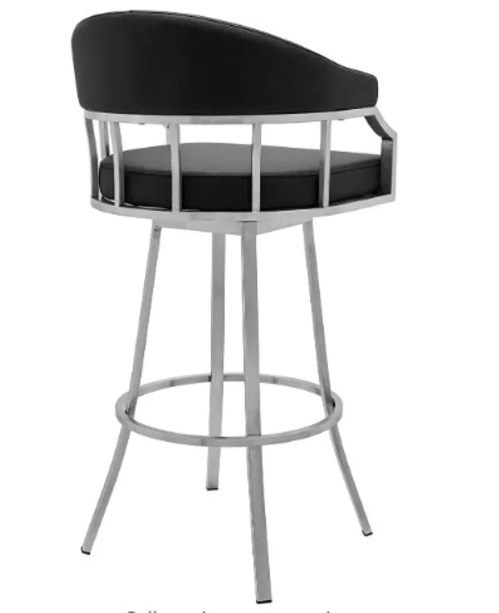 43" Vintage Black Faux Leather And Iron Low Back Bar Height Chair By Homeroots