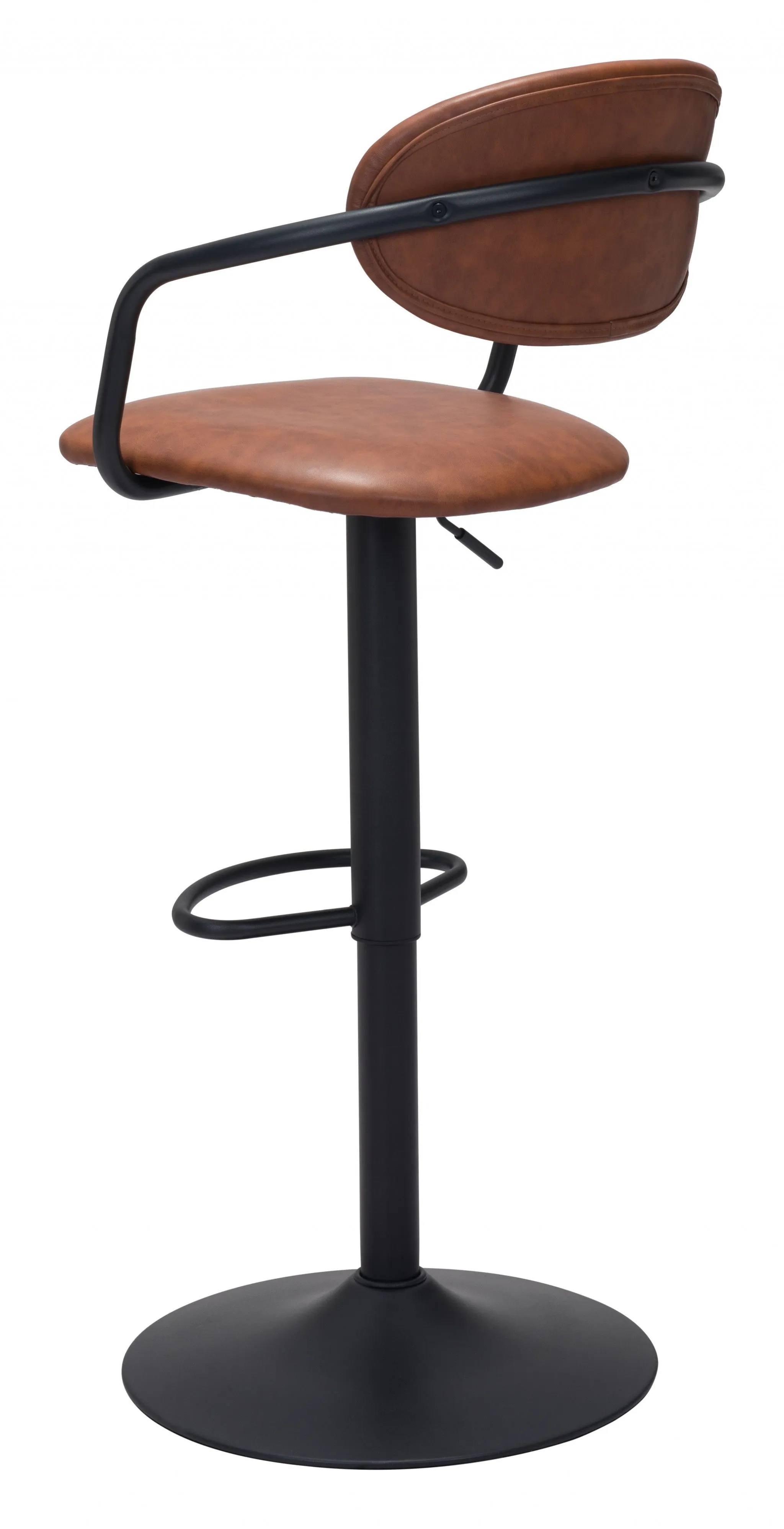 44" Brown And Black Steel Swivel Low Back Counter Height Bar Chair With Footrest By Homeroots