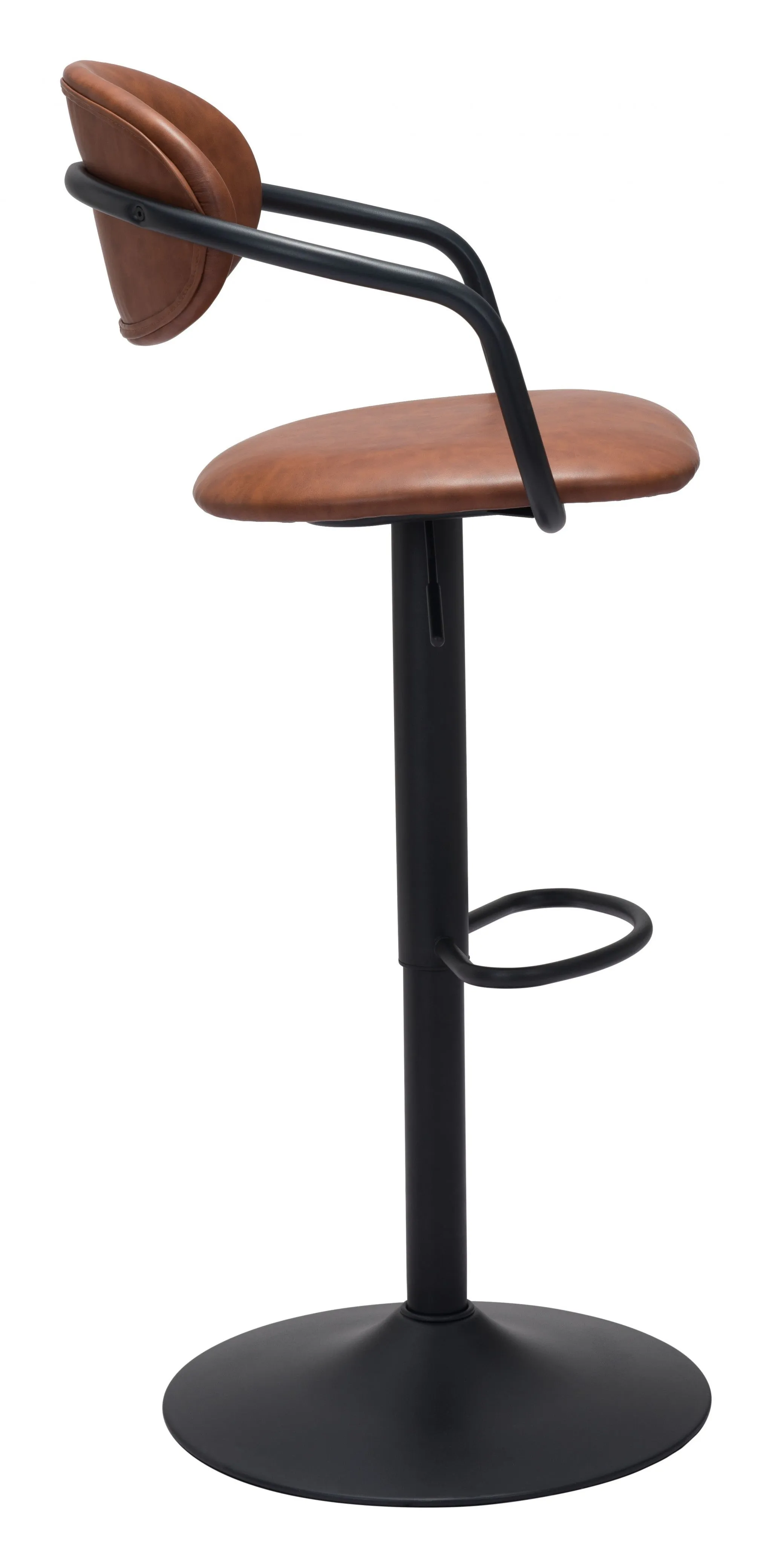 44" Brown And Black Steel Swivel Low Back Counter Height Bar Chair With Footrest By Homeroots